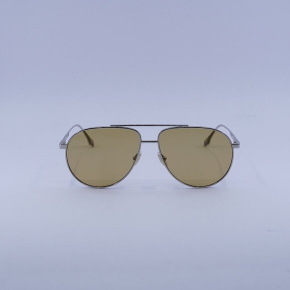 Victoria Beckham VB242S 042 Sunglasses Silver Aviator Frame, Brown Lenses